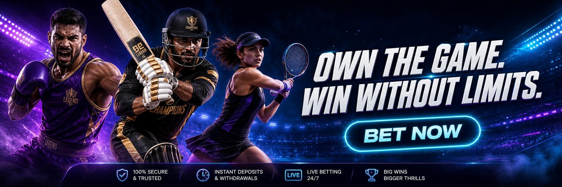 Own the game, win without limits — bet on cricket, football, tennis, basketball and MMA